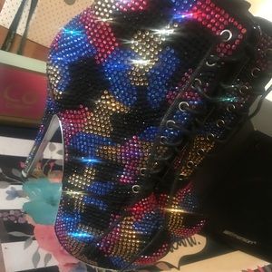 Black & Multi colored booties #dancingshoes